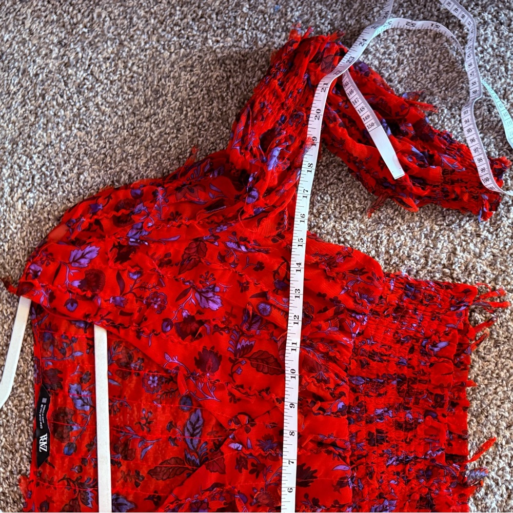 Zara Red and Purple Textured Women's Blouse - Picture 6 of 7